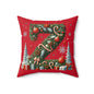 Christmas Wreath 'Z' Holiday Throw Pillow – Festive Red Decorative Cushion