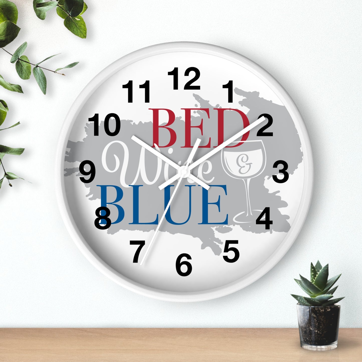 Patriotic Wall Clock - "Bed, White, and Blue" - Home Decor, Gift for Hosts, Independence Day, Americana Style, Wall Art, Kitchen Clock