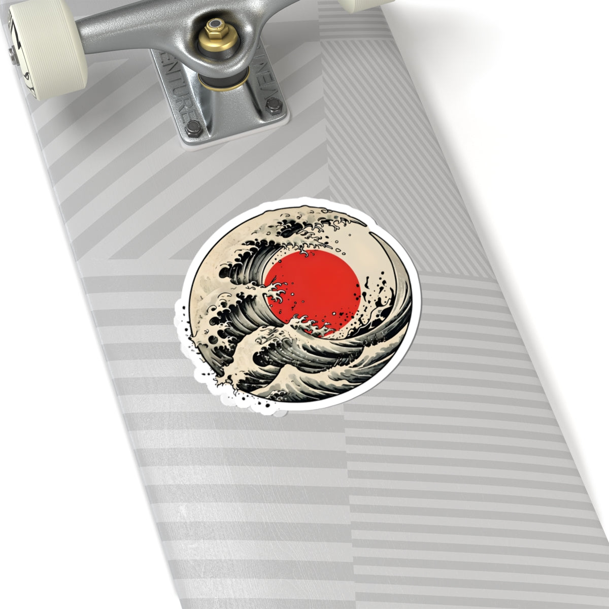 Japanese Wave Sticker — Red Sun Hokusai-Inspired Vinyl Decal