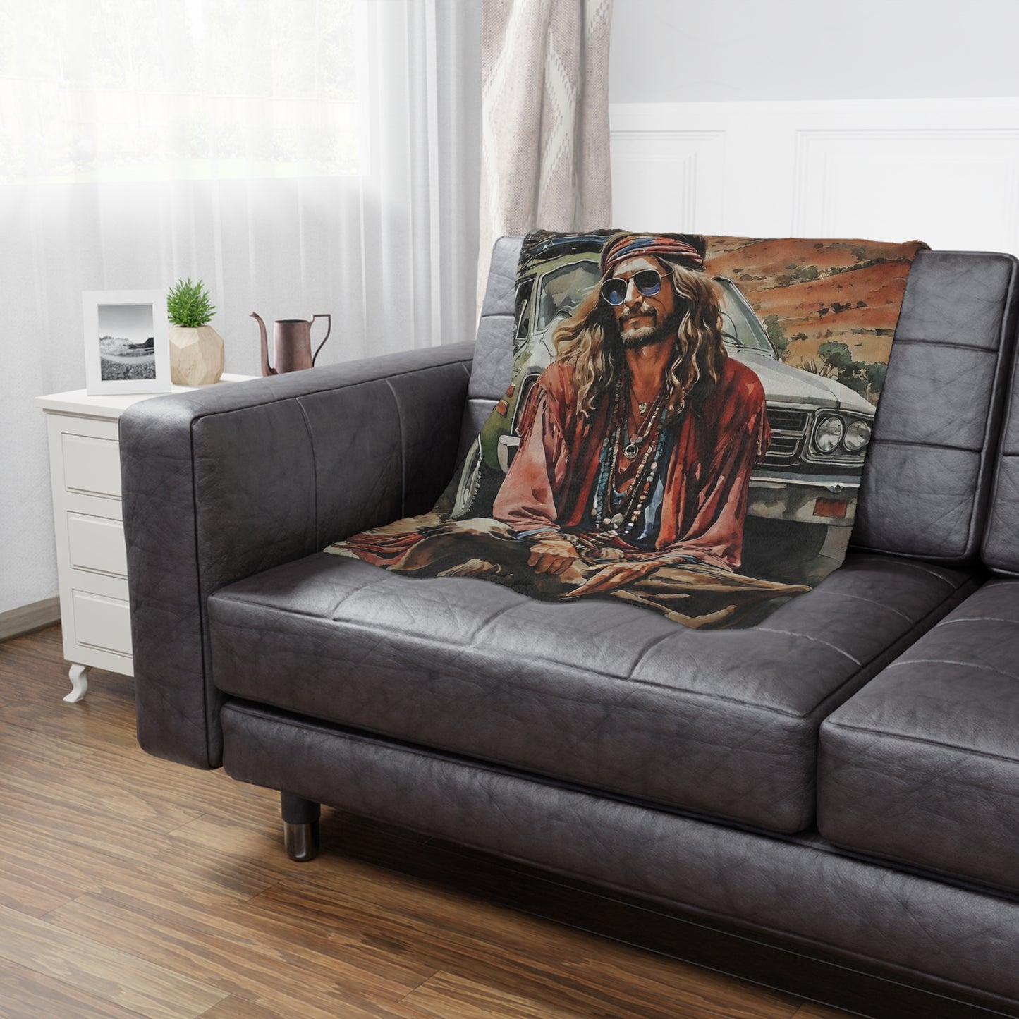Hippie Road Trip Minky Blanket — Vintage Boho Camper Throw