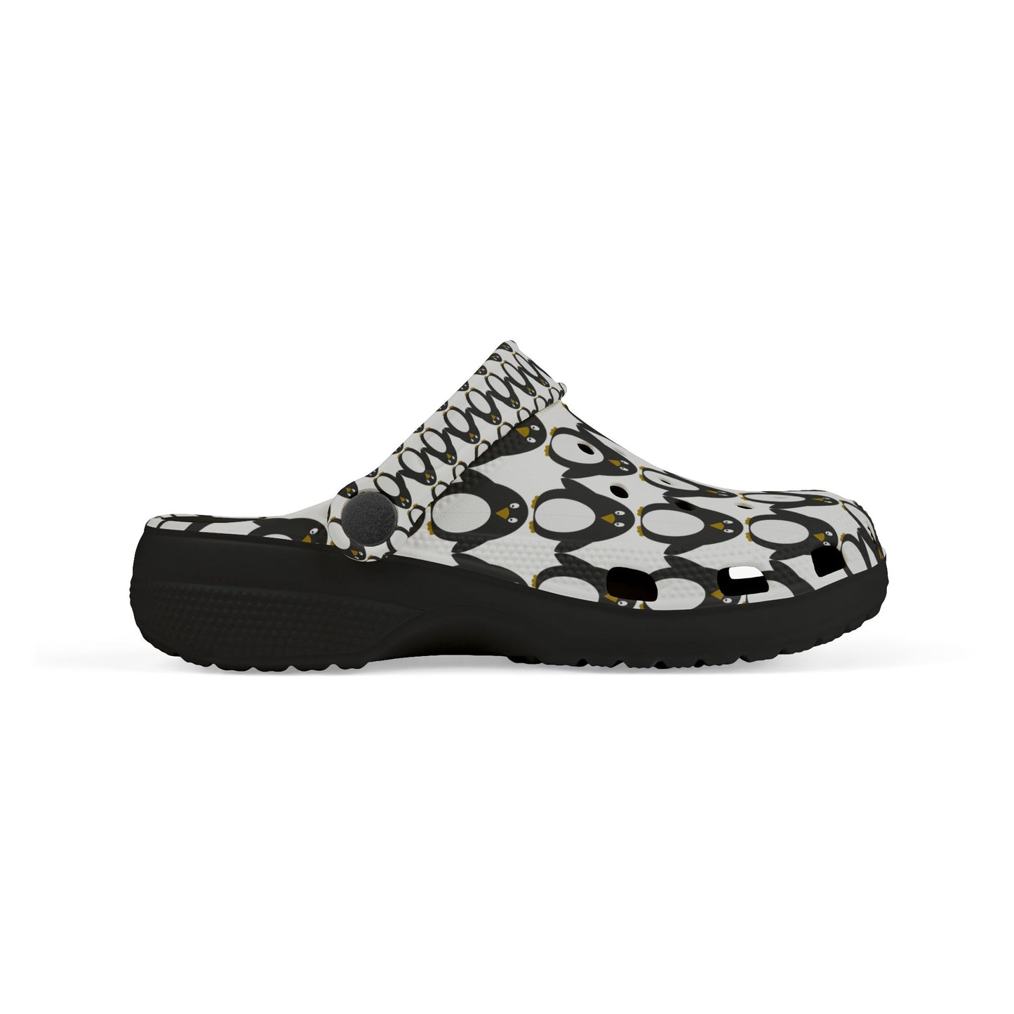 Kids Penguin Print EVA Foam Clogs — Cute Black & White Slip-On Sandals