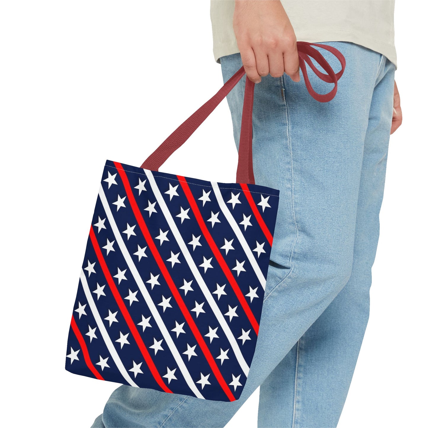 Patriotic Tote Bag, USA Flag Inspired, Star Patterned Purse, Summer BBQ, Independence Day, Memorial Day, Everyday Use