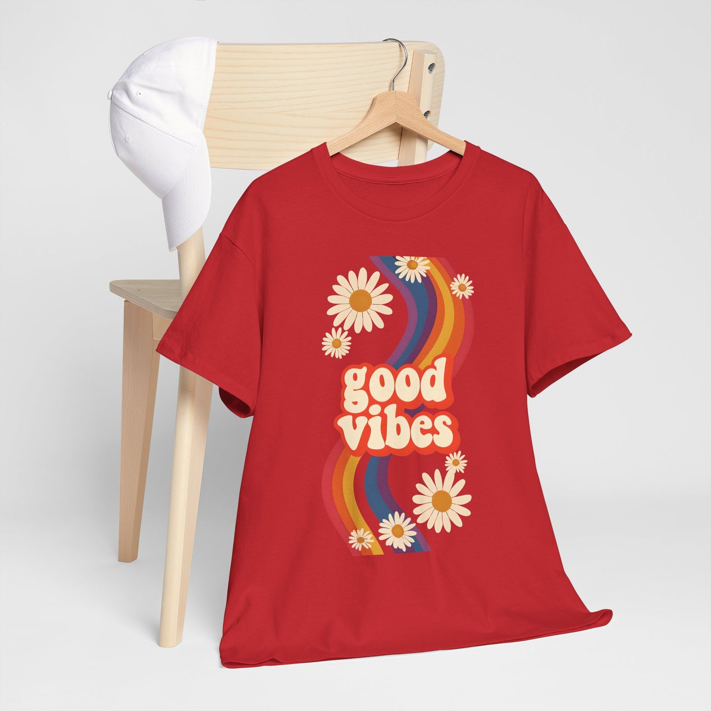 Good Vibes Unisex Heavy Cotton Tee, Retro Graphic T-Shirt, Feel Good Apparel, Summer Outfit, Casual Gift for Friends