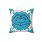 Heart Hands Floral Throw Pillow