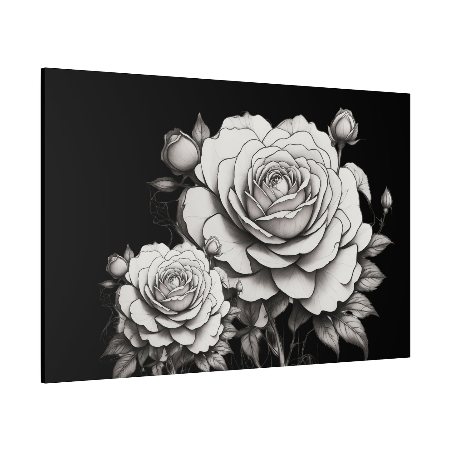 Monochrome Rose Canvas Print — Black & White Floral Wall Art