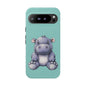 Cute Hippo Phone Case, Tough Phone Cover, Fun Animal Case, Gift for Kids, Cute Decor, Birthday Present