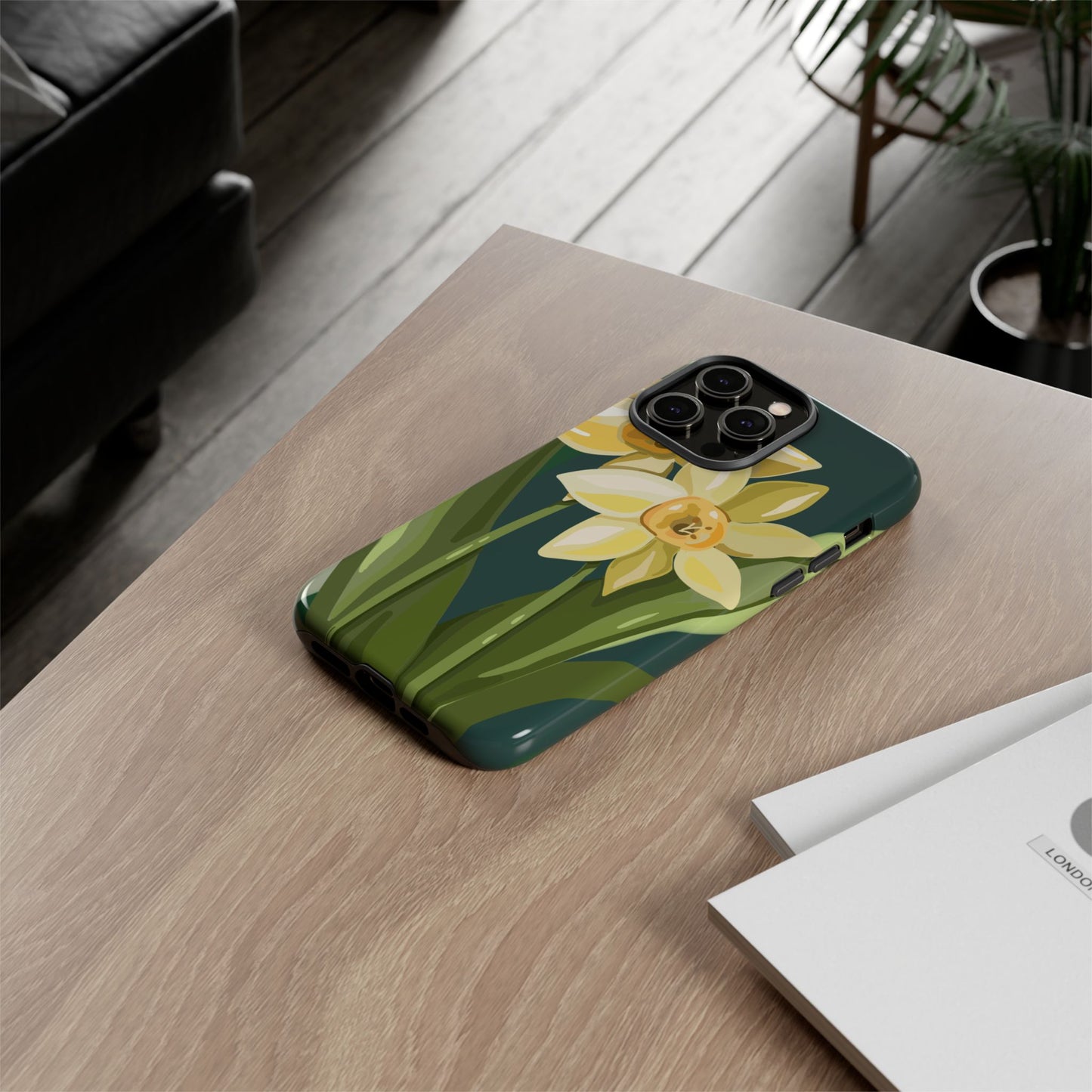 Floral Phone Case - Yellow Daffodil Design, Tough Phone Cover, Spring Decor, Floral Gift, Nature-Inspired Accessories