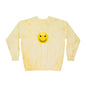 Cheerful Tie-Dye Crewneck Sweatshirt | Smiley Face Unisex Sweatshirt for Casual Style, Gift for Friends, Fall Fashion, Smile Gear