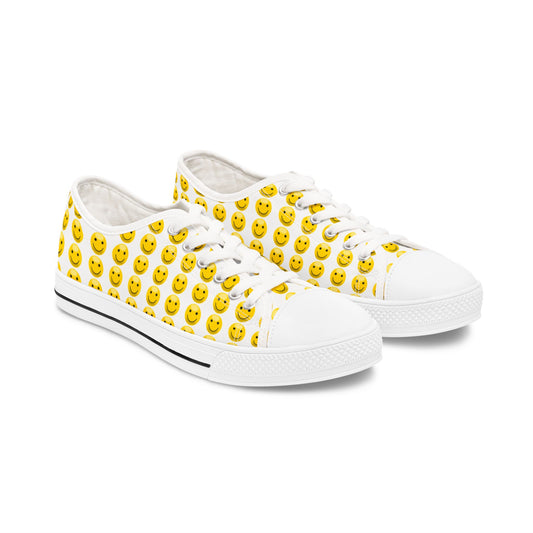 Cheerful Emoji Low Top Sneakers - Fun Casual Footwear, Summer Vibes, Gift for Friends, Travel Shoes, Trendy Daily Wear