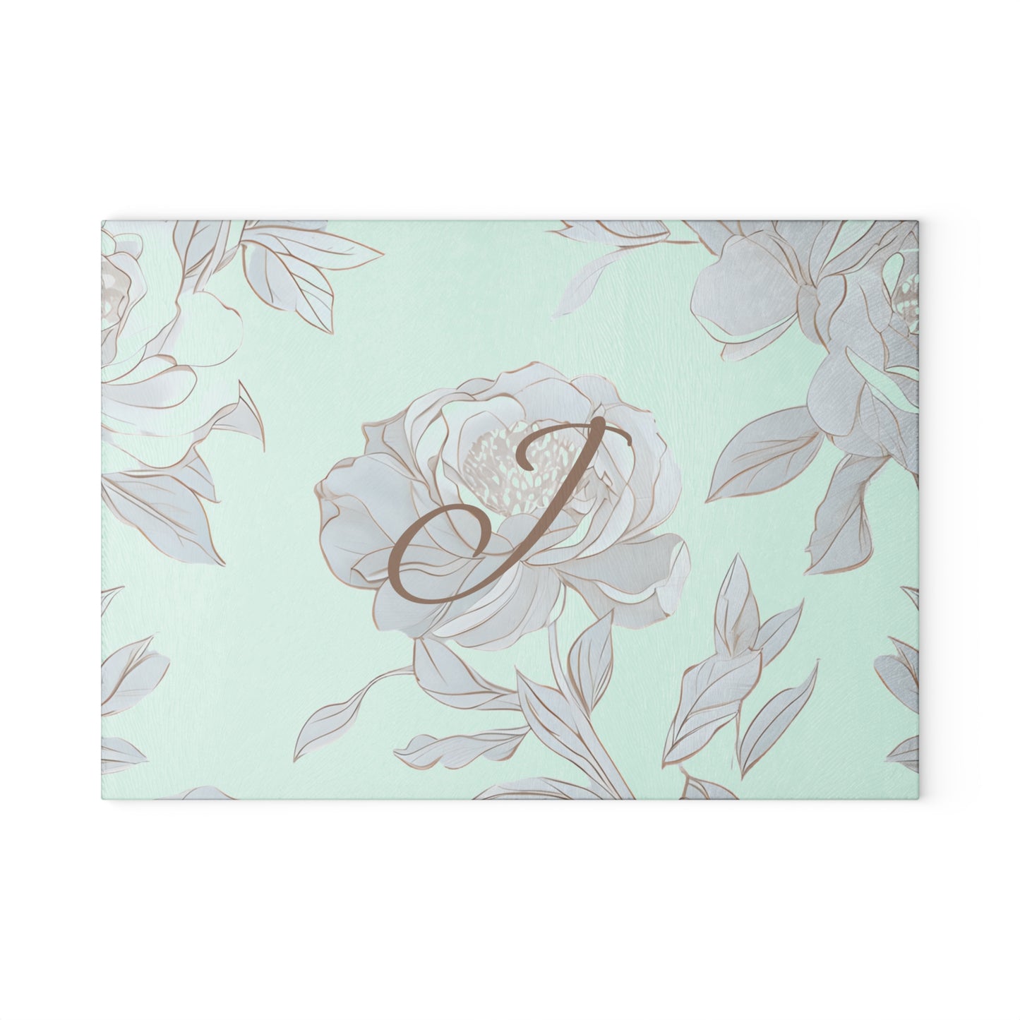 Personalized Floral Glass Cutting Board, Elegant Kitchen Gift, Monogrammed Home Decor, Wedding Gift, Anniversary Present