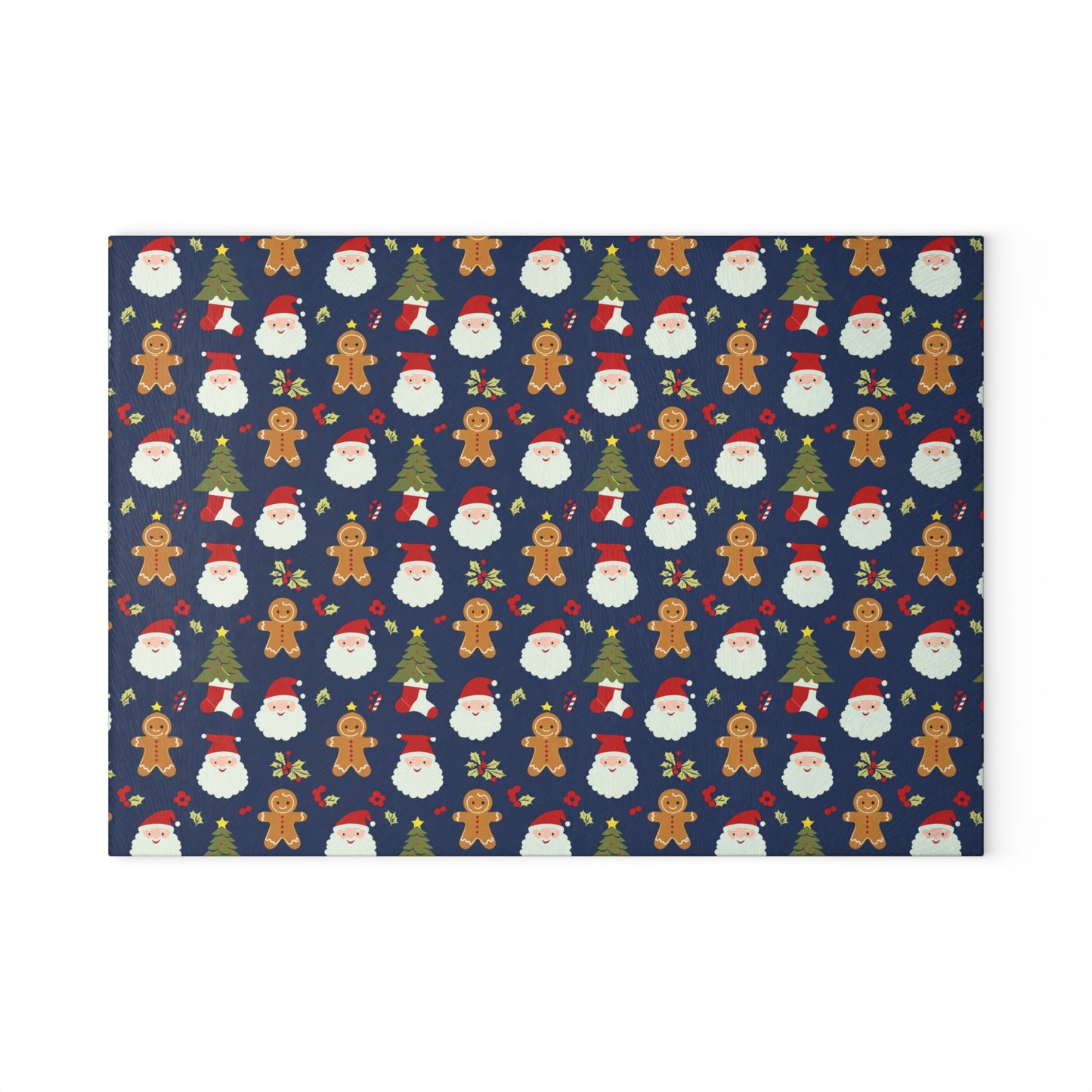 Christmas Santa & Gingerbread Glass Cutting Board – Festive Holiday Kitchen Decor