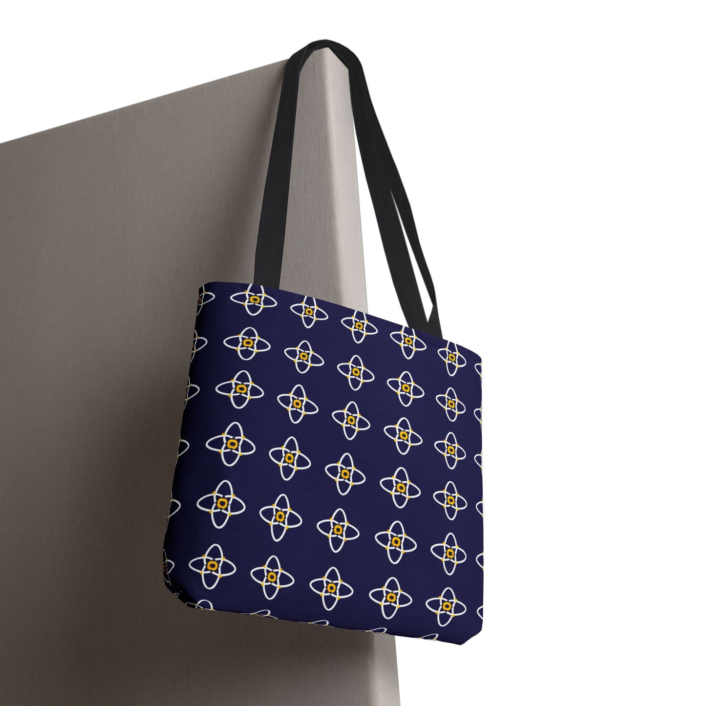 Navy Geo Floral Pattern Tote Bag — Reusable Everyday Shopping Tote