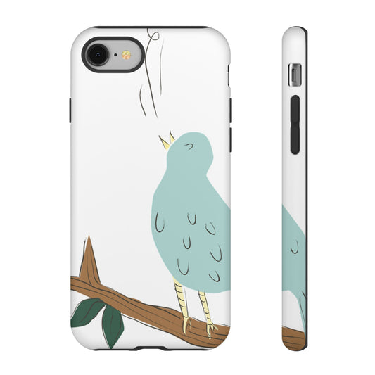 Birdsong Phone Case — Cute Blue Bird on Branch Protective Case