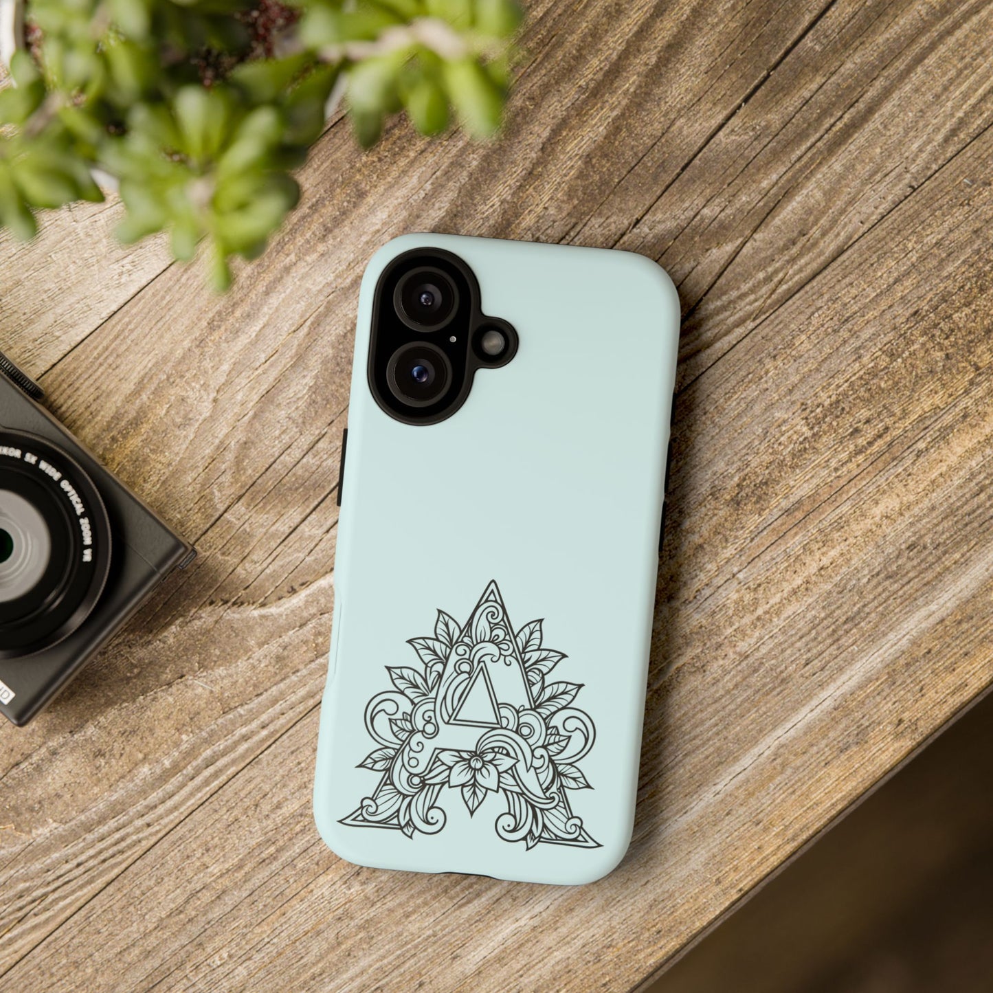 Personalized Tough Phone Case, Floral Monogram Cell Phone Cover, Custom Protective Case, Unique Gift, Birthday, Graduation