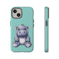 Cute Hippo Phone Case, Tough Phone Cover, Fun Animal Case, Gift for Kids, Cute Decor, Birthday Present