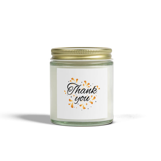Thank You Scented Candle - Coconut Apricot Wax Gift, Birthday Present, Relaxation, Home Decor, Aromatherapy