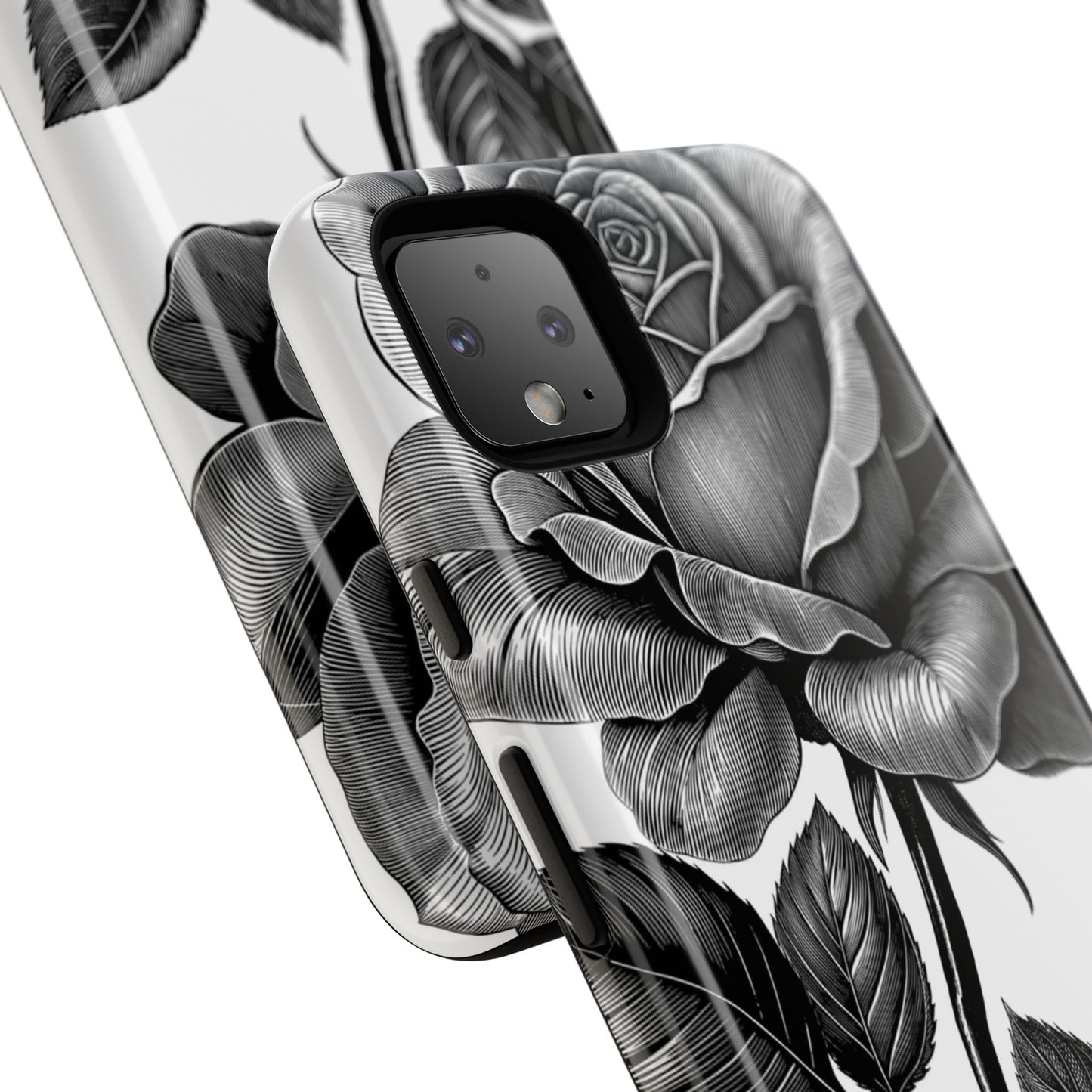 Elegant Floral Phone Case - Tough Cases, Black Rose Design, Floral Phone Cover, Stylish Phone Accessory, Gift for Her, Mother's Day