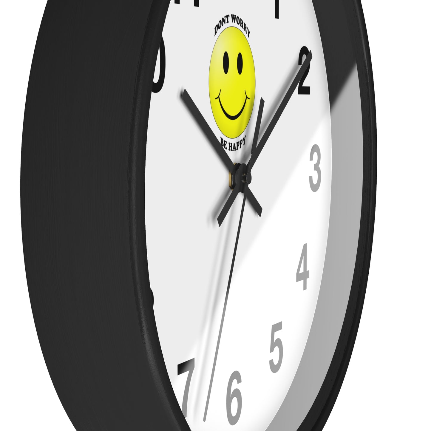 Cheerful Wall Clock with Smiley Face - Don't Worry Be Happy - Home Decor, Gift for Friends, Motivational Decor, Office Wall Art