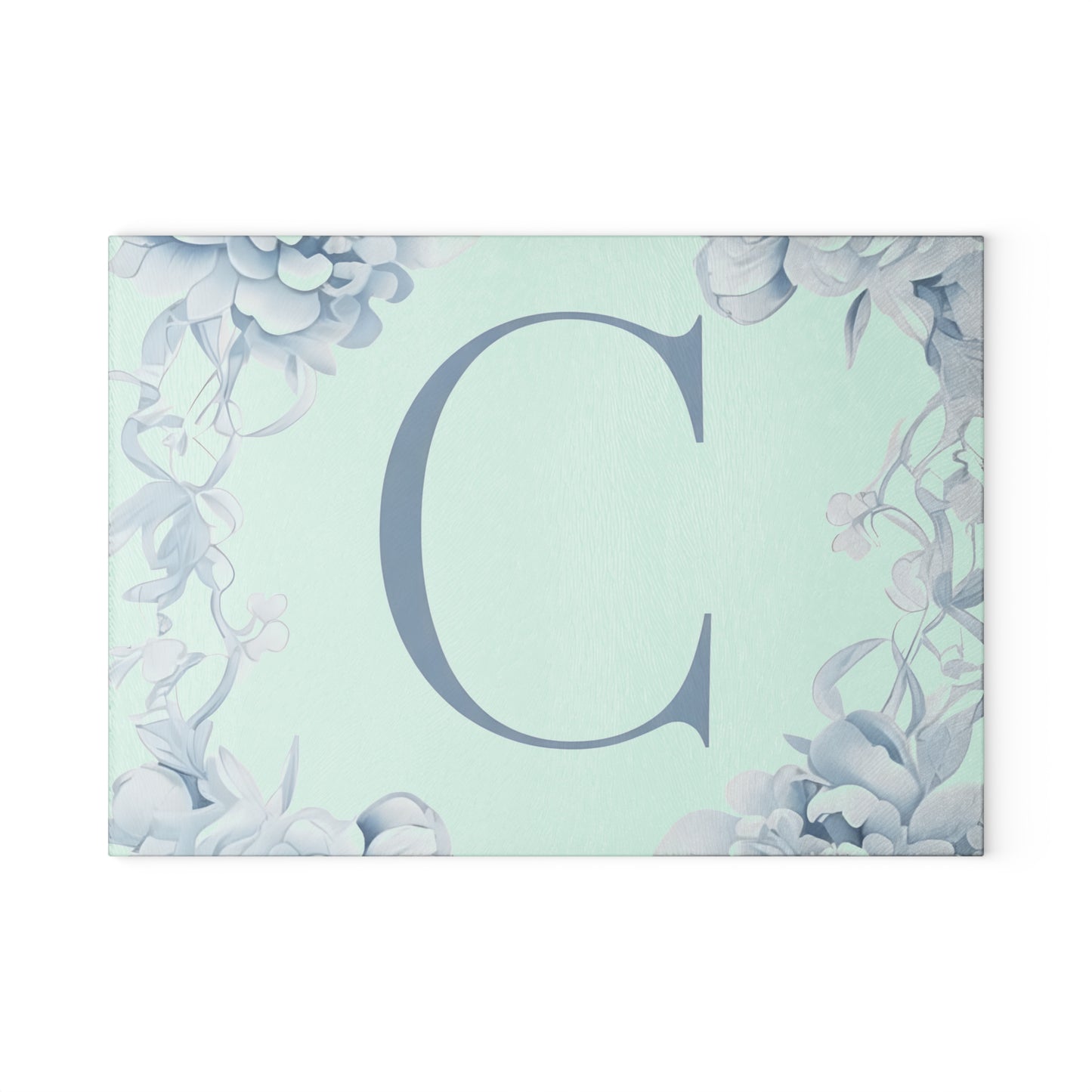 Elegant Floral Monogram Glass Cutting Board, Personalized Kitchen Decor, Wedding Gift, Housewarming Gift, Cooking Essentials, Unique Gift