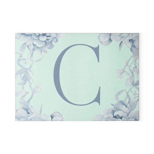 Elegant Floral Monogram Glass Cutting Board, Personalized Kitchen Decor, Wedding Gift, Housewarming Gift, Cooking Essentials, Unique Gift
