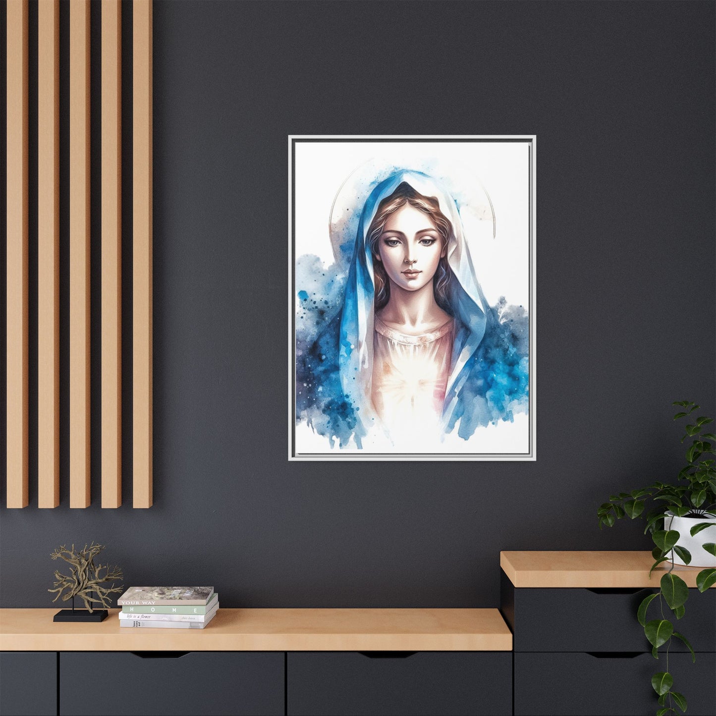 Framed Canvas Art Print, Spiritual Decor, Religious Artwork, Wall Decor, Gift for Faith, Elegant Home Decoration
