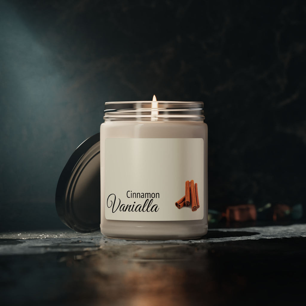 Cinnamon Vanilla Soy Candle — 9oz Scented Jar for Cozy Home & Gift