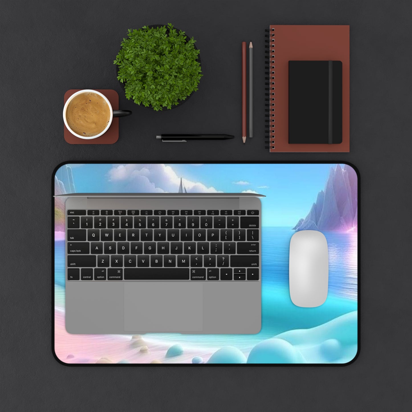 Seaside Sail Desk Mat — Tranquil Ocean Laptop Pad
