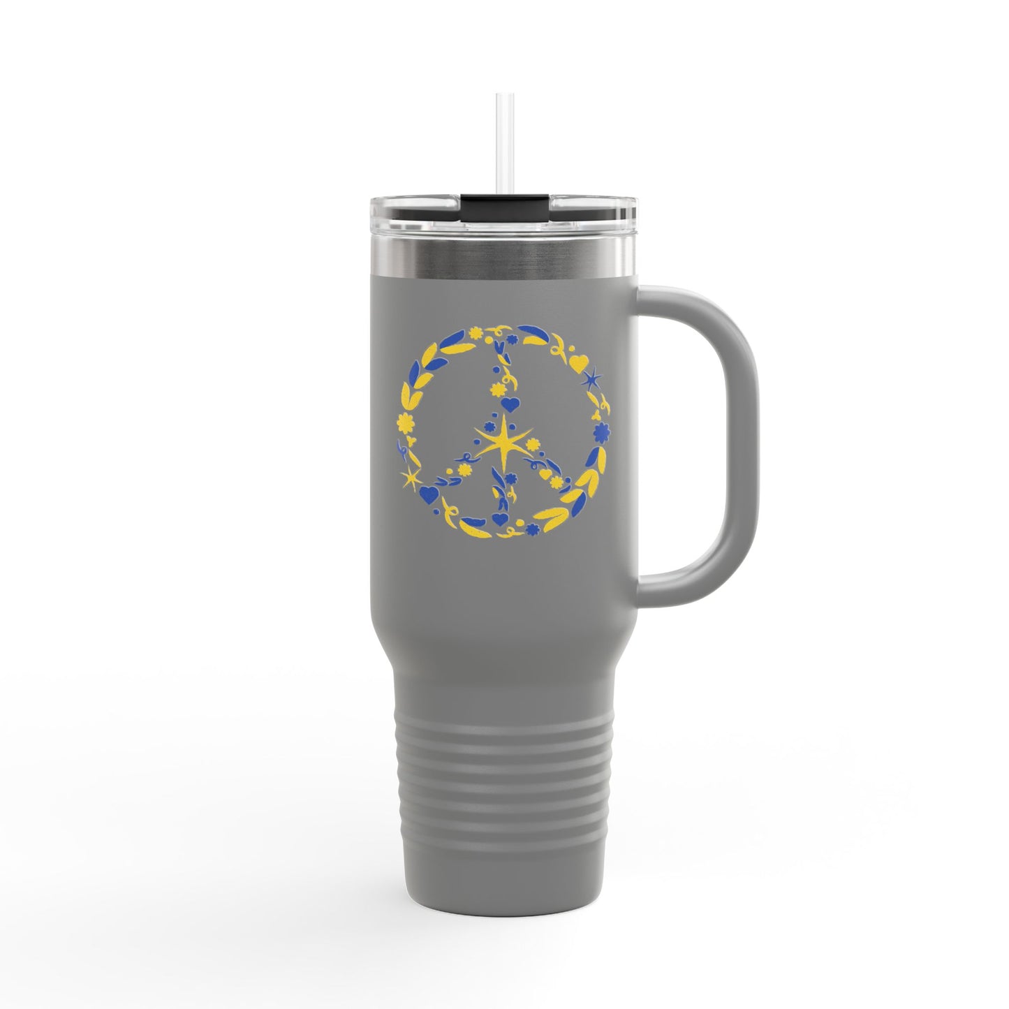 Peaceful Floral Insulated Travel Mug, 40oz | Eco-Friendly Cup for Travel, Outdoor Adventures, Gifts, Coffee Enthusiasts