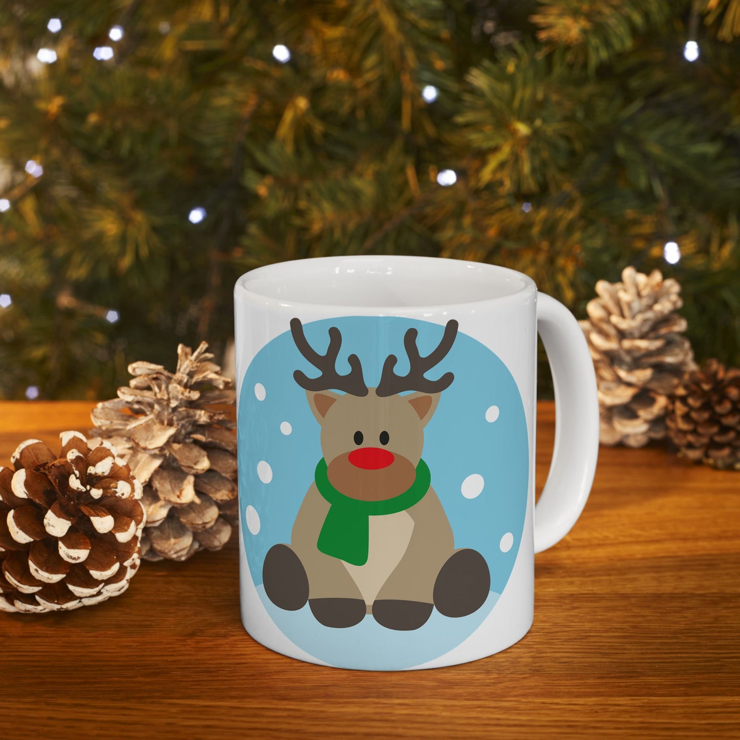Christmas Reindeer Ceramic Mug — Cute Holiday Coffee Cup (11oz & 15oz)