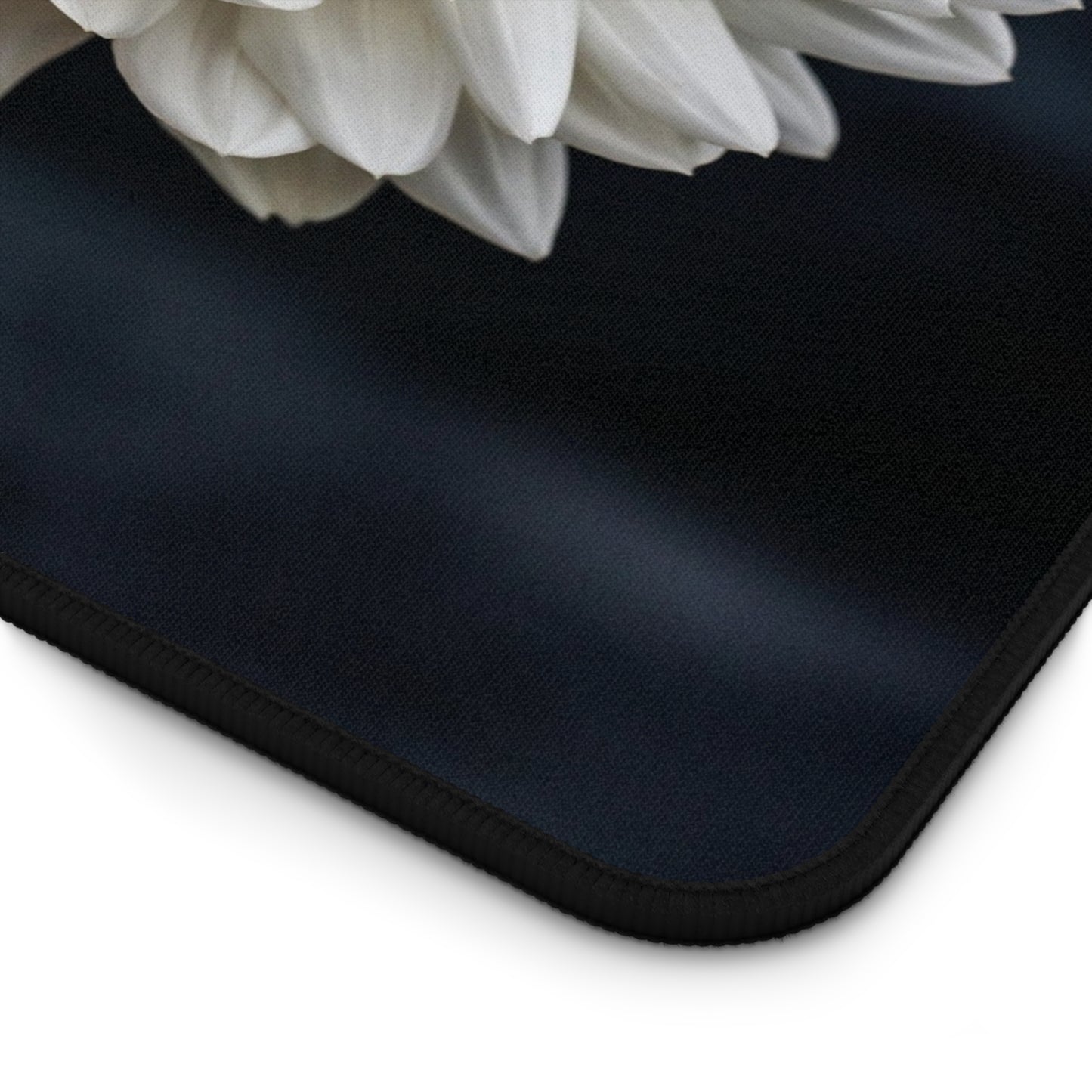 Dahlia Duo Desk Mat — Red & White Floral Mouse Pad