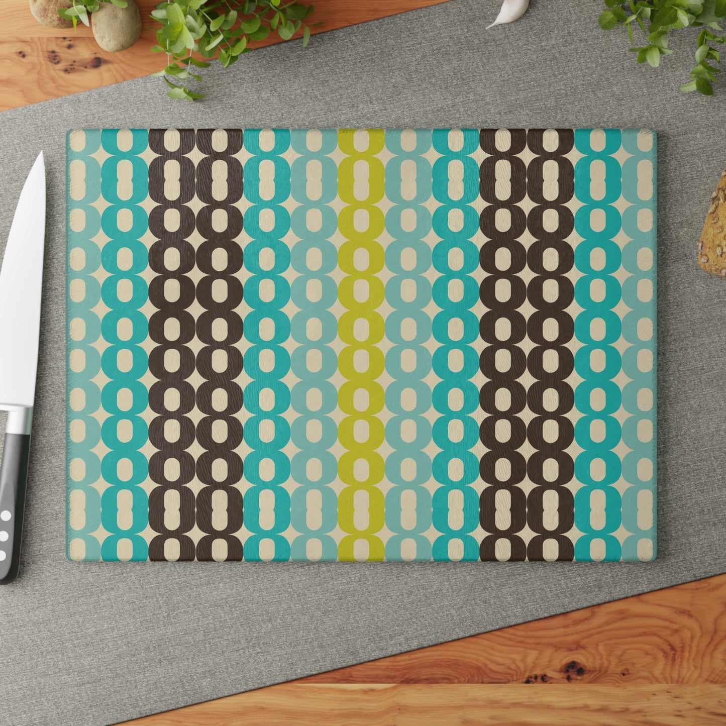 Stylish Glass Cutting Board for Modern Kitchens, Geometric Pattern Kitchen Decor, Perfect Gift for Housewarming, Weddings, Cookware