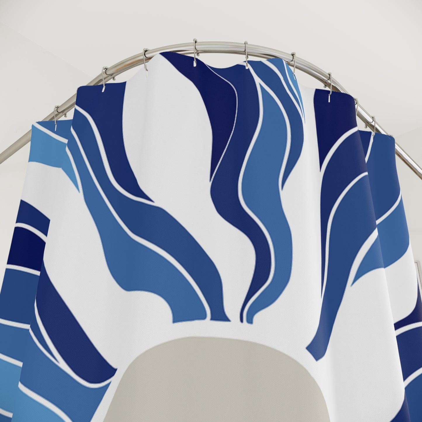 Elegant Blue Wave Shower Curtain, Modern Bathroom Decor, Ocean Theme Bath Accessory, Nautical Home Style, Gift Idea for Beach Lovers