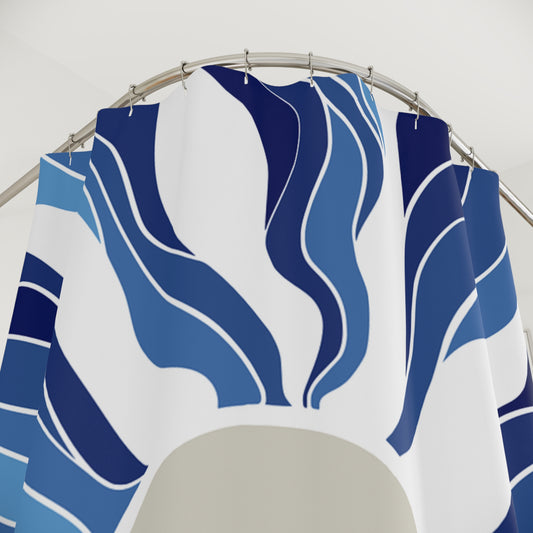 Elegant Blue Wave Shower Curtain, Modern Bathroom Decor, Ocean Theme Bath Accessory, Nautical Home Style, Gift Idea for Beach Lovers
