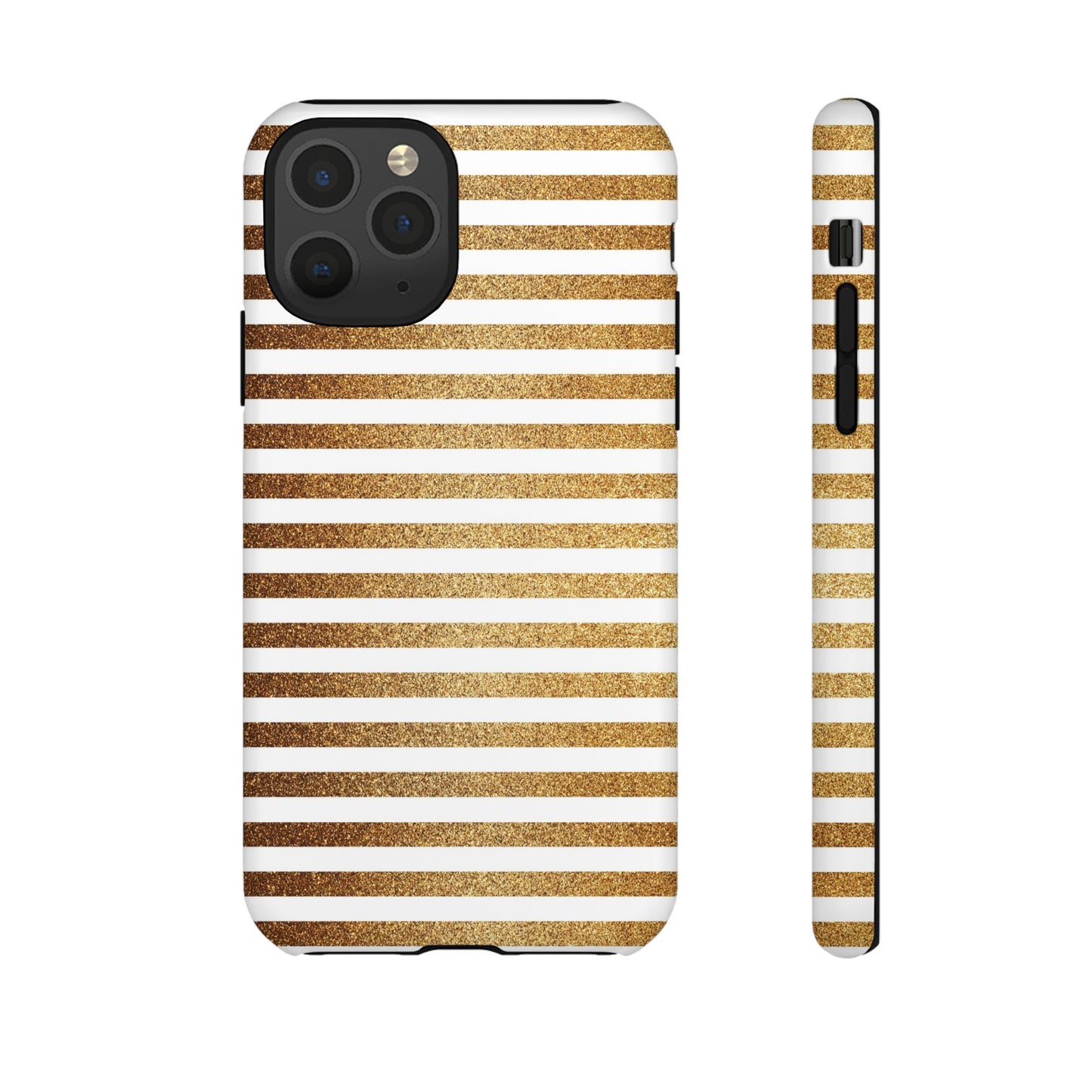 Glamorous Gold Striped Phone Case | Tough Cases, Stylish Phone Cover, Chic Accessories, Gift for Her, Fashionable Tech