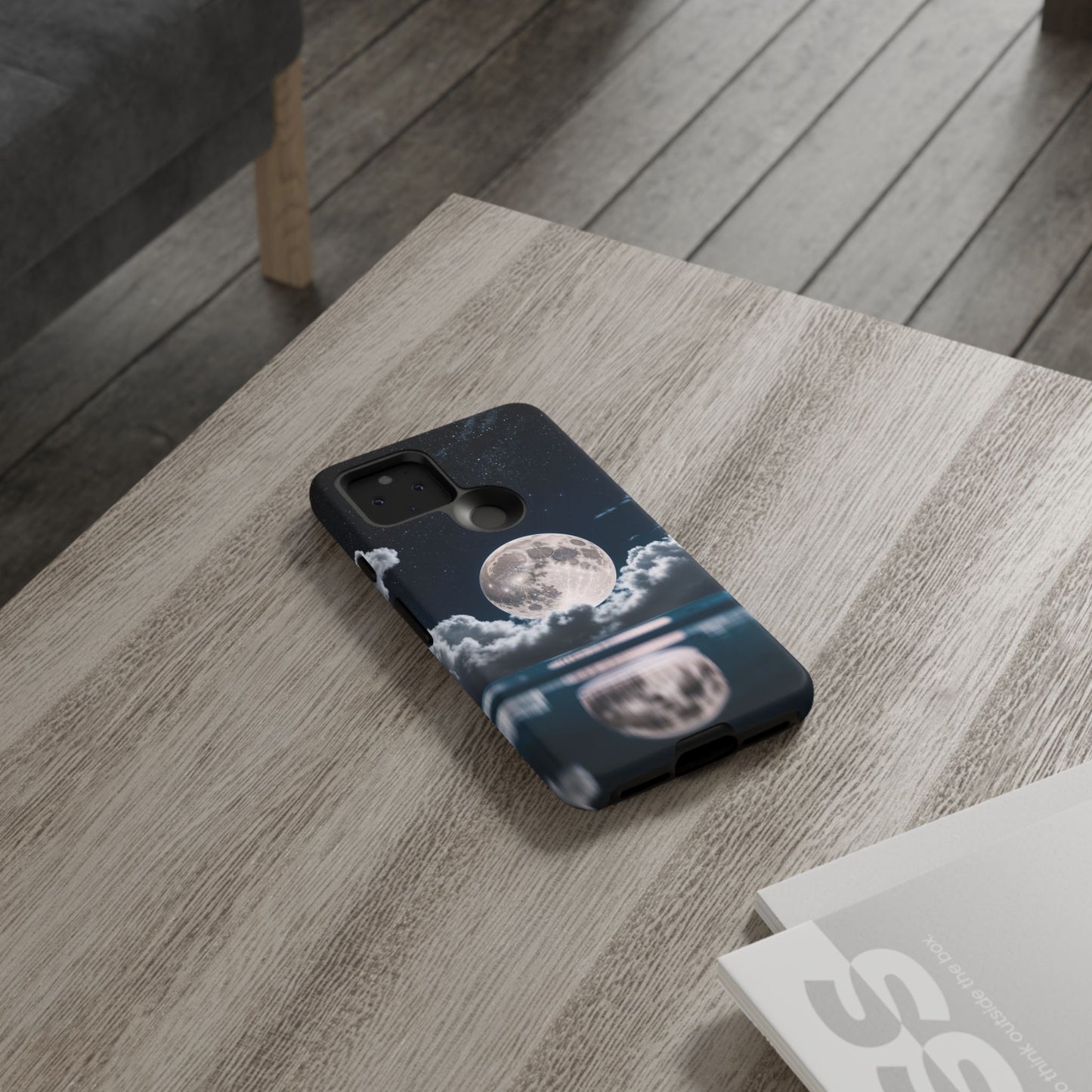 Moonlit Reflection Phone Case — Night Sky Moon & Clouds Tough Case