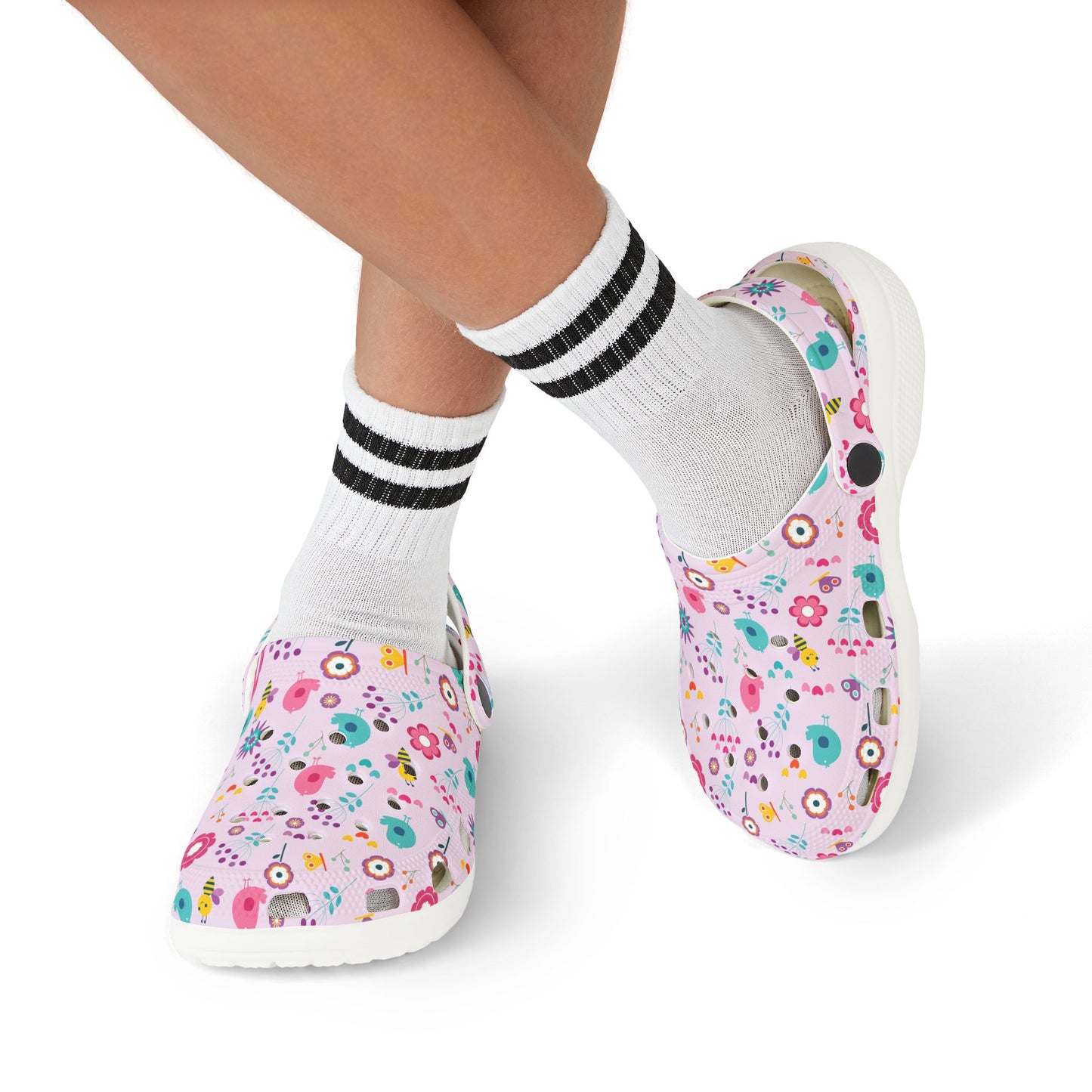 Kids Floral Clogs — Pink EVA Foam Garden Slip-Ons