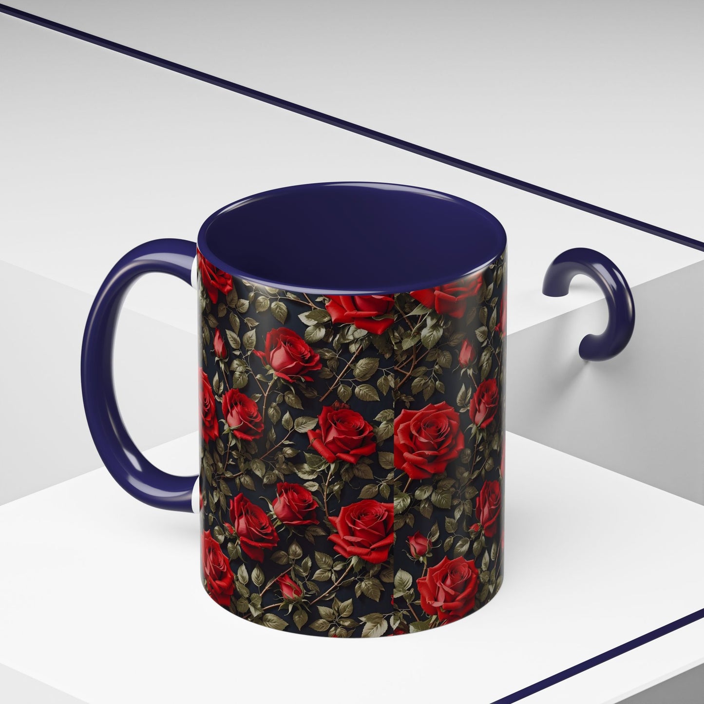 Elegant Floral Accent Coffee Mug - Black Rose Design, Gift for Her, Home Decor, Coffee Lovers, Mother's Day, Birthday