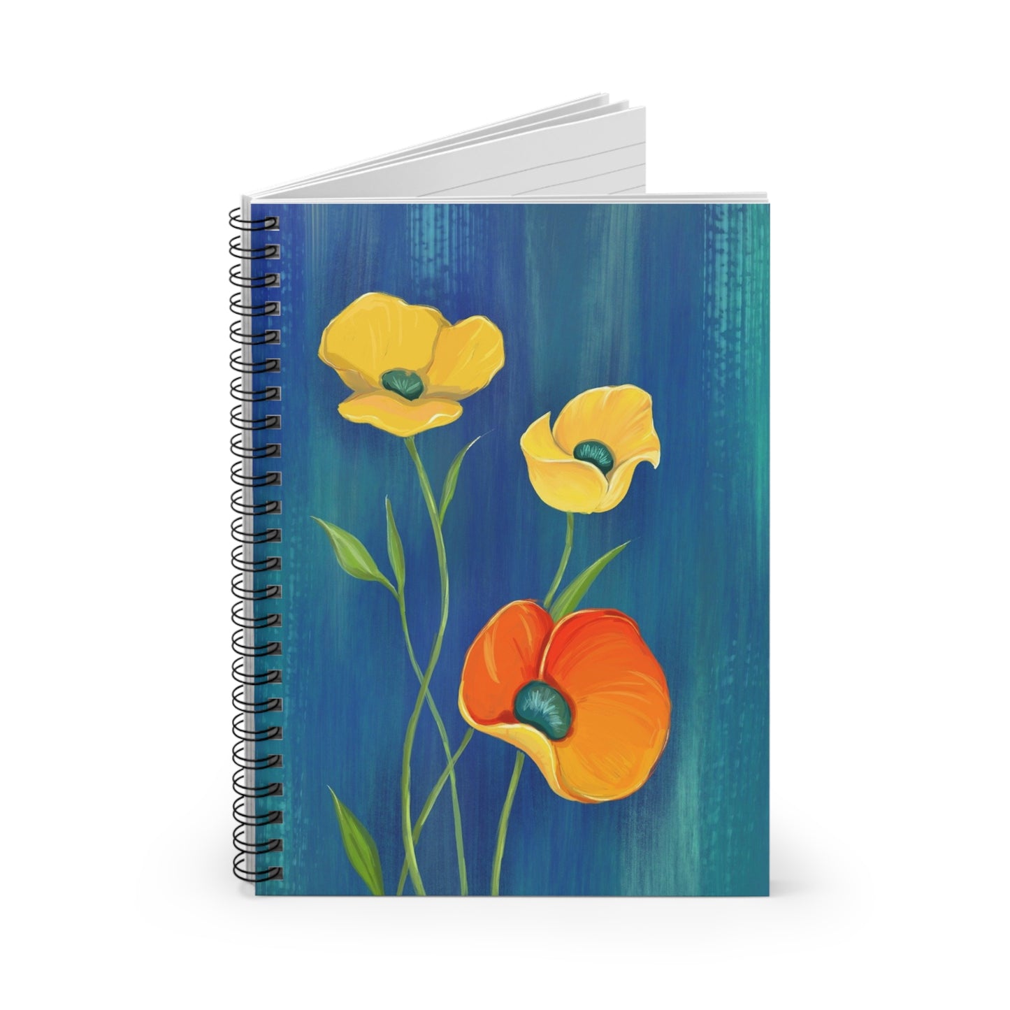 Floral Spiral Notebook - Ruled Line, Journal, Stationery, Gift Idea, Writing Pad, Art Supplies
