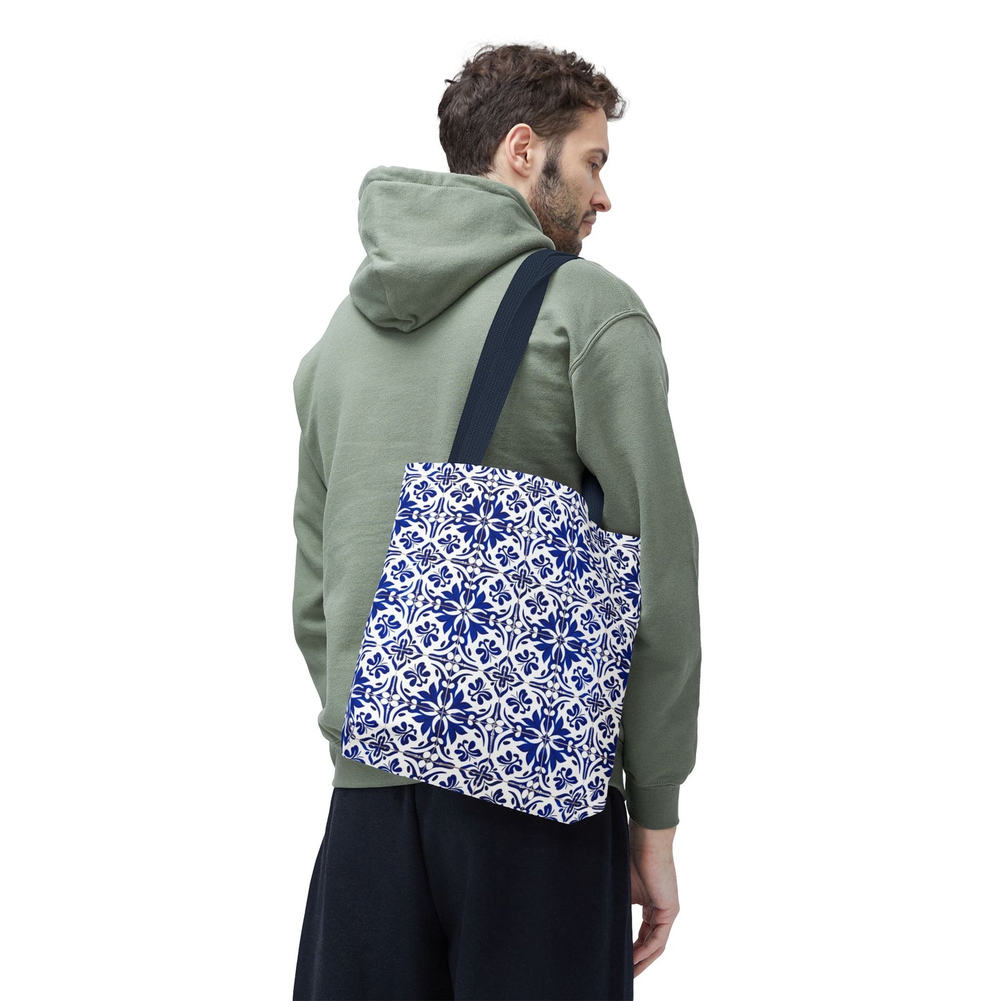 Blue Moroccan Tile Tote Bag - All-Over Print Patterned Market Tote