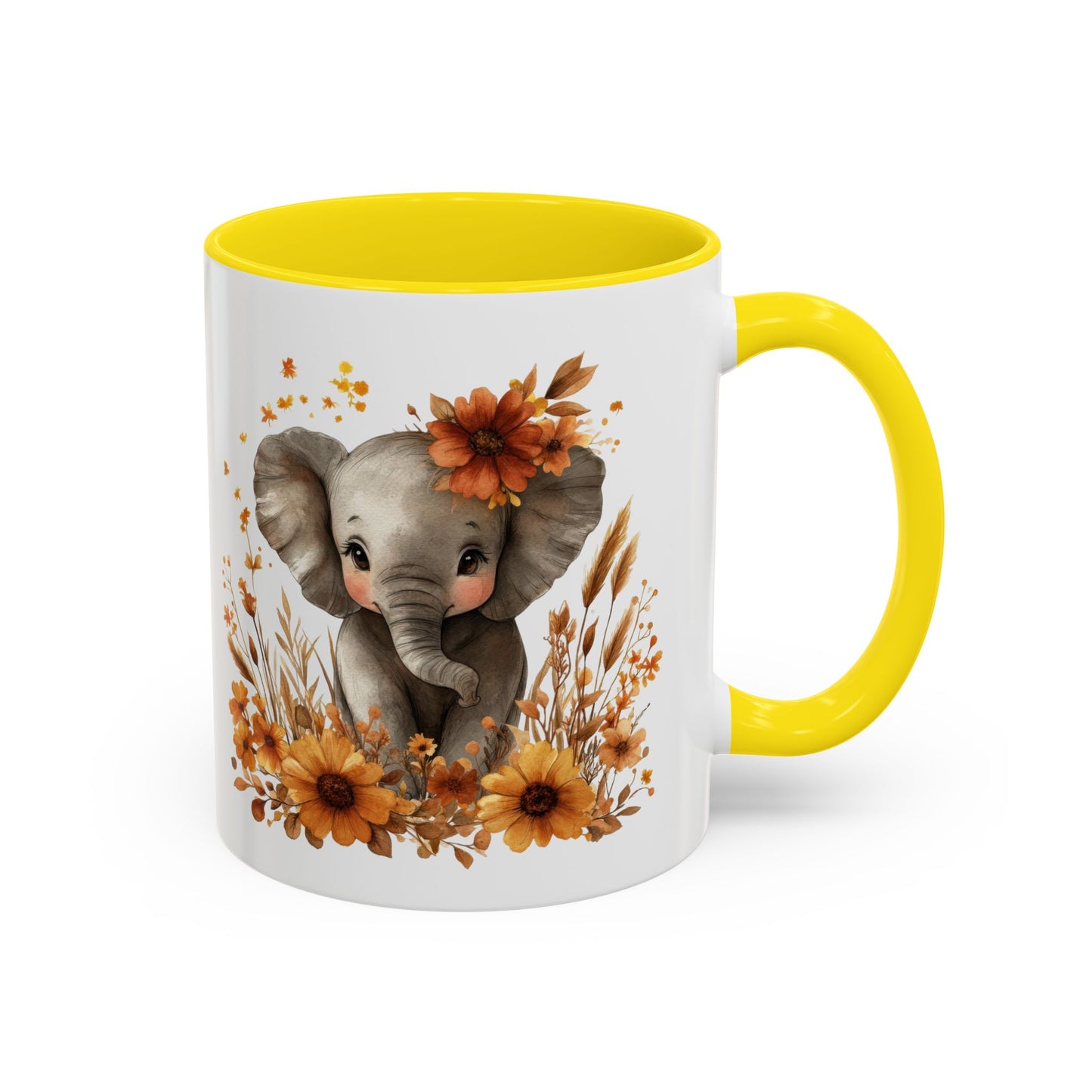 Adorable Elephant Floral Coffee Mug, Cute Animal Mug, Coffee Lover Gift, Kids Mug, Baby Shower Decor