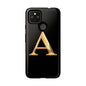 Custom Phone Case with Gold Letter A, Monogrammed Gift, Tough Protective Case, Personalized Phone Accessory, Unique Phone Cover