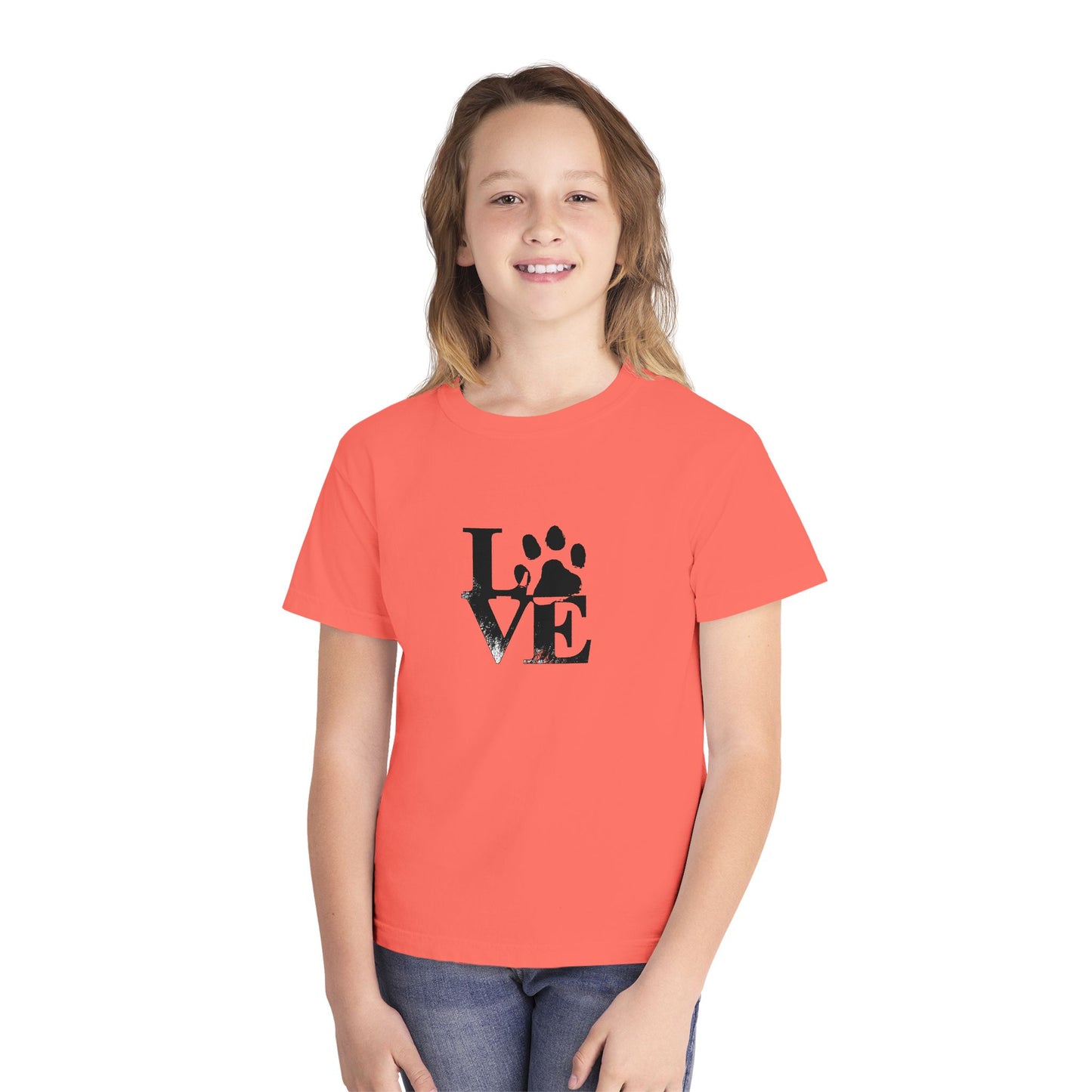 Youth Love Paw Tee - Perfect for Pet Lovers, Gifts for Kids, Animal Lovers, Birthday or Holiday Gift, Cute Casual Wear