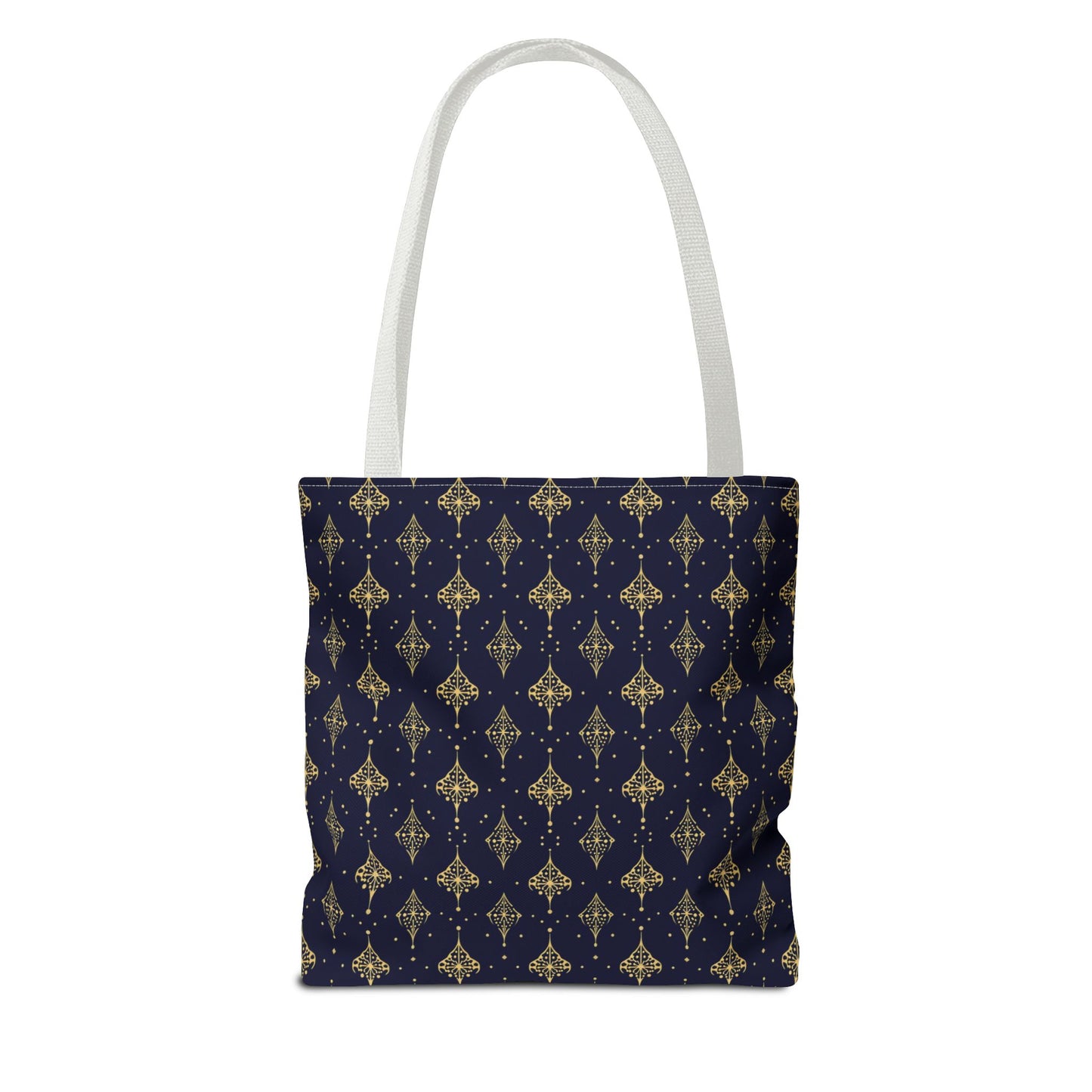 Navy & Gold Art Deco Tote Bag — Elegant Geometric Pattern All-Over Print