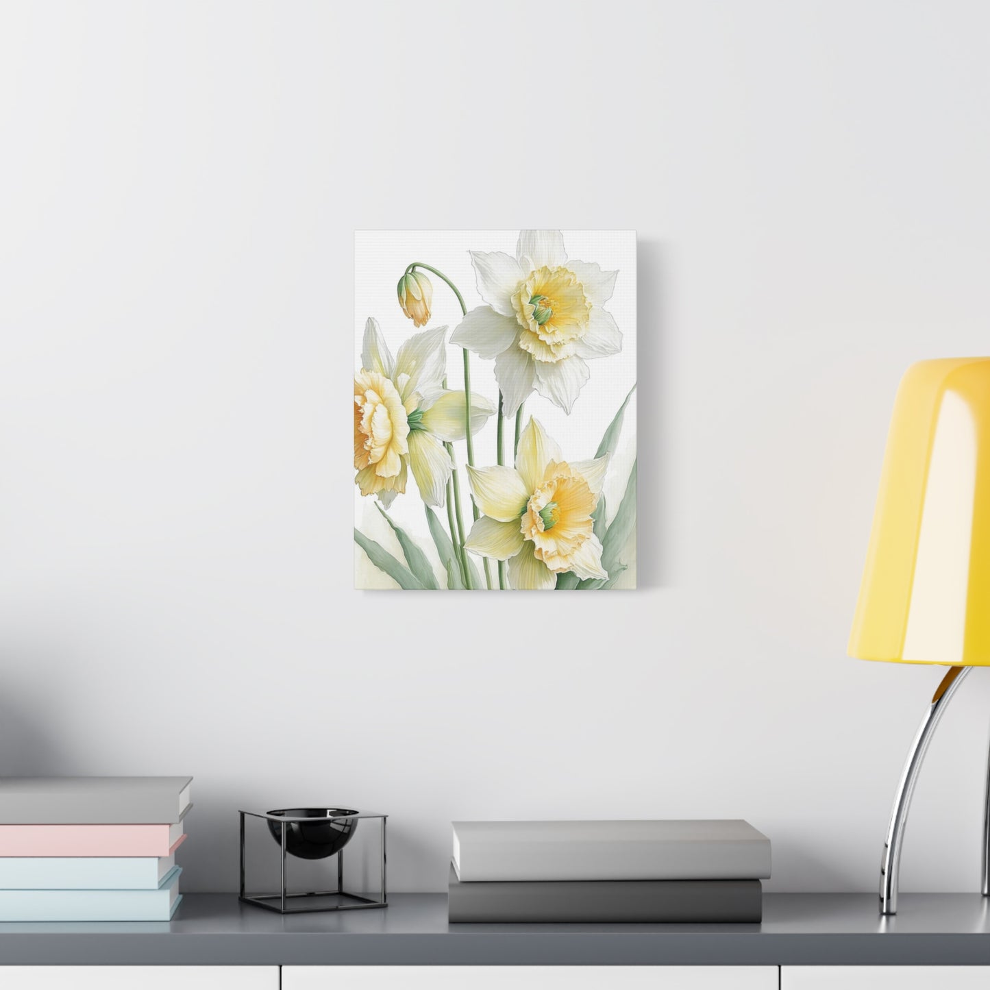 Matte Canvas, Stretched, 1.25" beautiful flowers white and yellow.