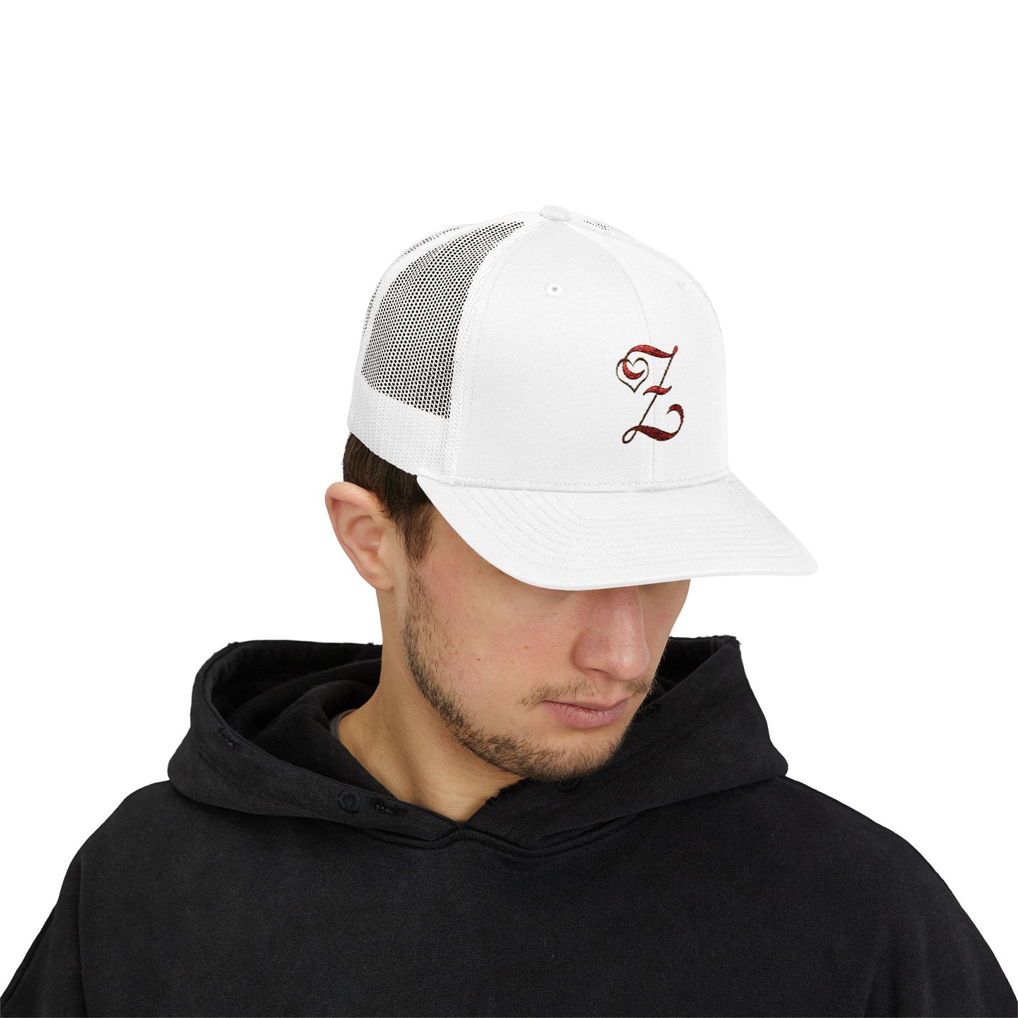 Embroidered 'Z' Snapback Trucker Cap — Vintage Monogram Initial Hat