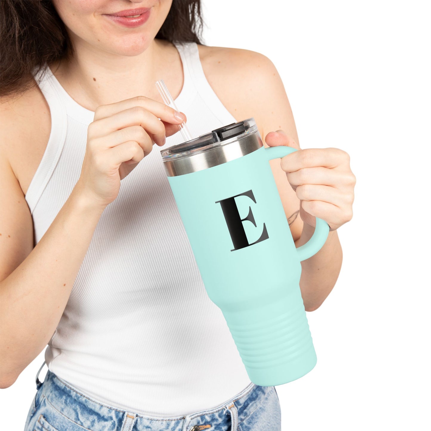 Personalized Insulated Travel Mug - Letter E, 40oz