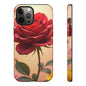 Floral Phone Case with Red Rose Design, Tough Phone Cover, Flower Print, Gift for Her, Stylish Accessory, Floral Aesthetic
