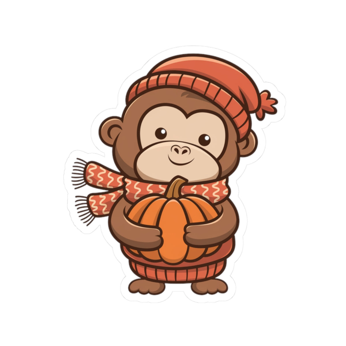 Adorable Pumpkin Monkey Kiss-Cut Stickers | Fall Decor, Cute Animal Stickers, Laptop Décor, Kids Gifts, Scrapbooking