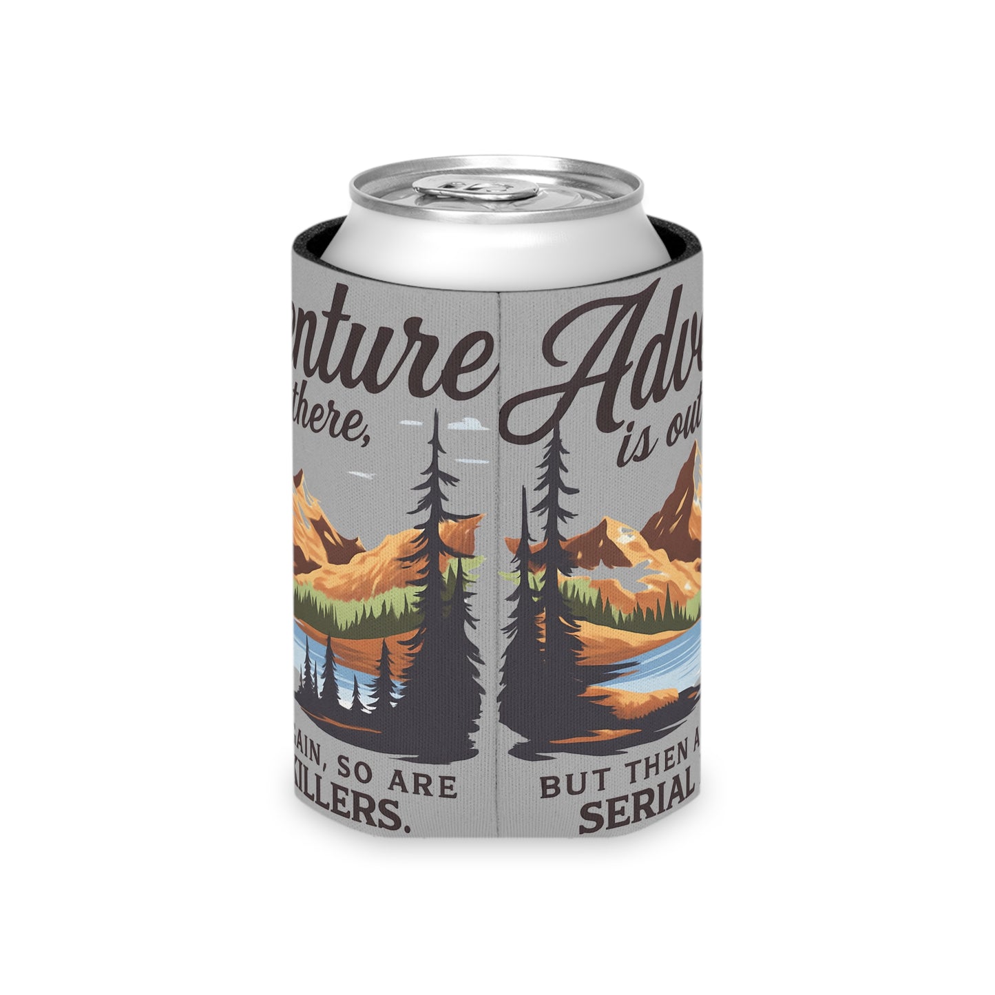 Adventure Can Cooler, Outdoor Party Insulator, Camping Gifts, Funny Drink Holder, Wilderness Themed Cooler