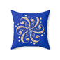 Blue Floral Swirl Decorative Pillow, Home Decor, Bohemian Accent, Sofa Cushion, Gift for Her, Living Room